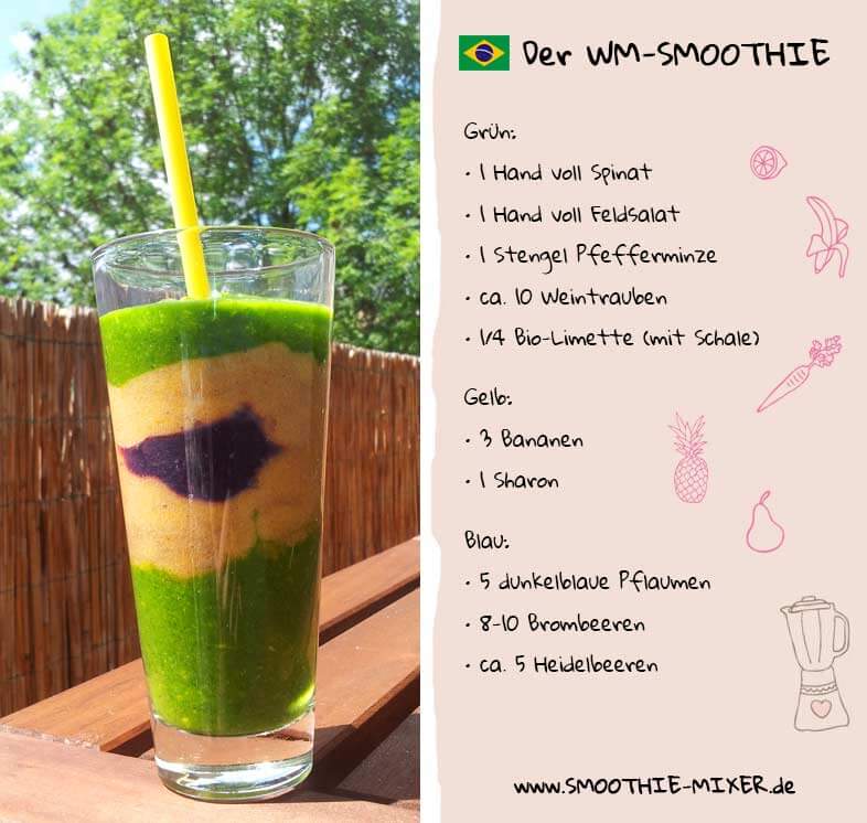 Brasilien WM-Smoothie in den Farben der brasilianischen Flagge