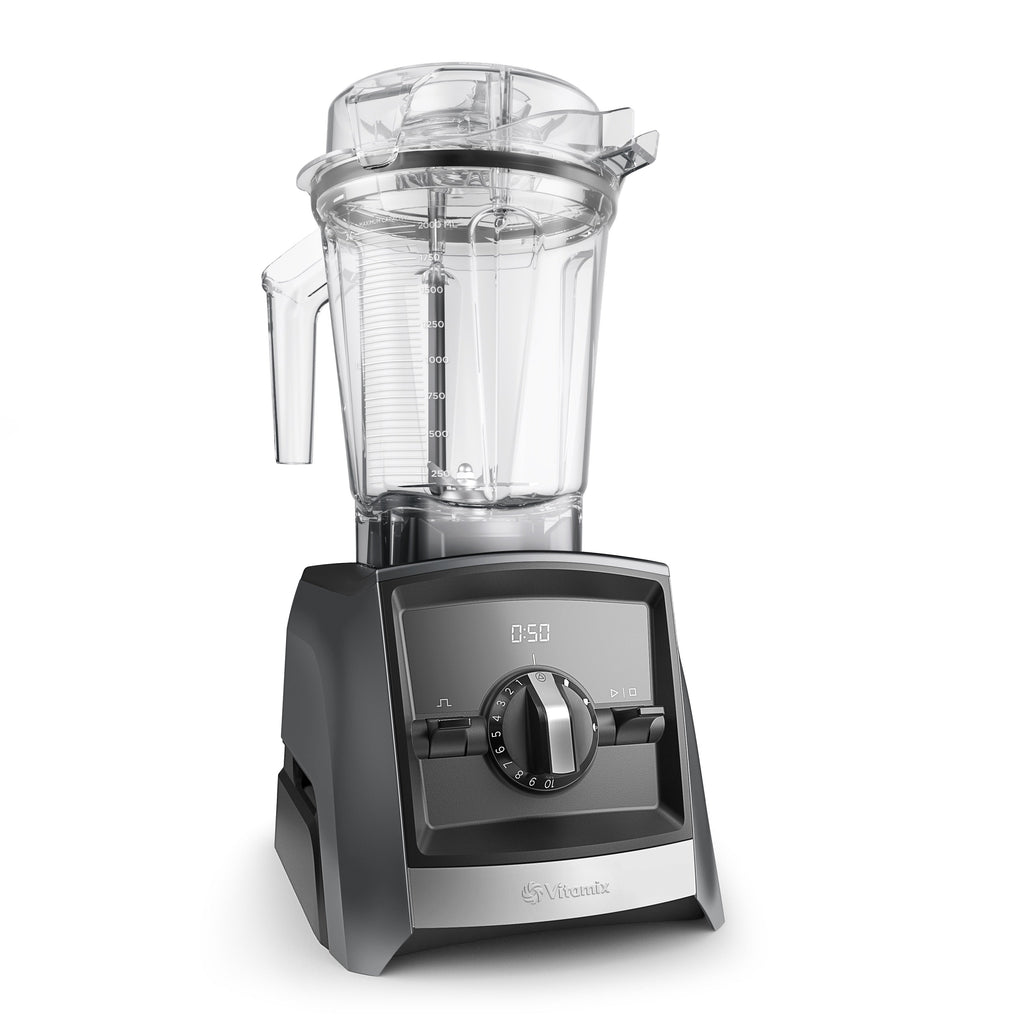 Vitamix Ascent A2500i stand blender in slate grey - proud angled view from front left presenting premium design with 2.0L container