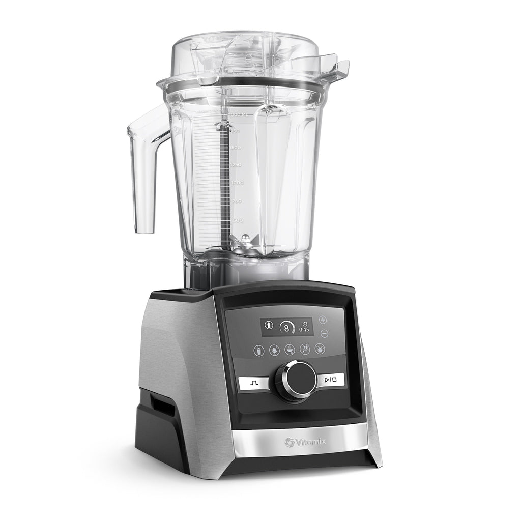 Vitamix Ascent A3500i in brushed stainless - right side perspective showing touch display with 5 programs and premium finish