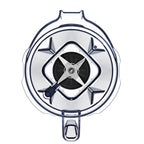 Vitamix 2.0 liter container lid with interlock system - top view showing central locking mechanism and blades